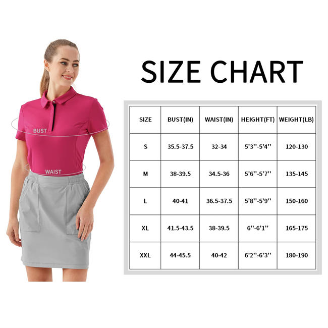 Women Golf Tennis Polo Short Sleeve Shirt with 5 Snap Button Lightweight Quick Dry UPF 50+ for Sports